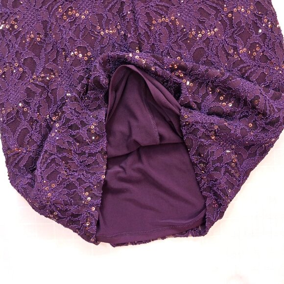 Ralph Lauren Purple Lace Evening Dress with Sequins Size 12 - Picture 7 of 9